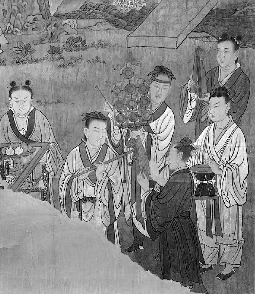 道教乐队:笛、云锣、笙、鼓等